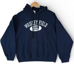 Wrigley Field Hoodie Mens XL Navy Blue Pullover Fleece Chicago Cubs Sportswear